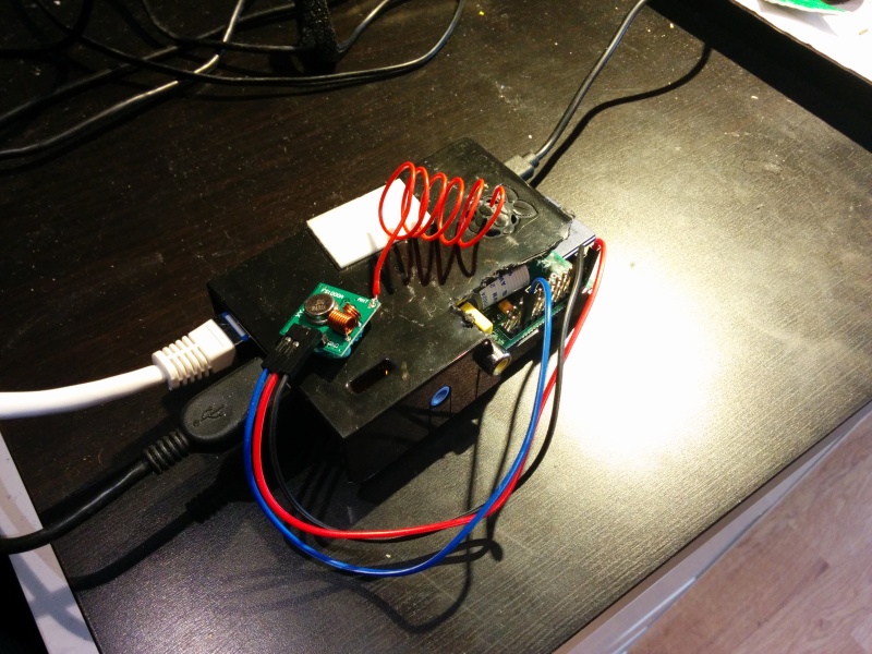 The Raspberry pi with the RF transmitter